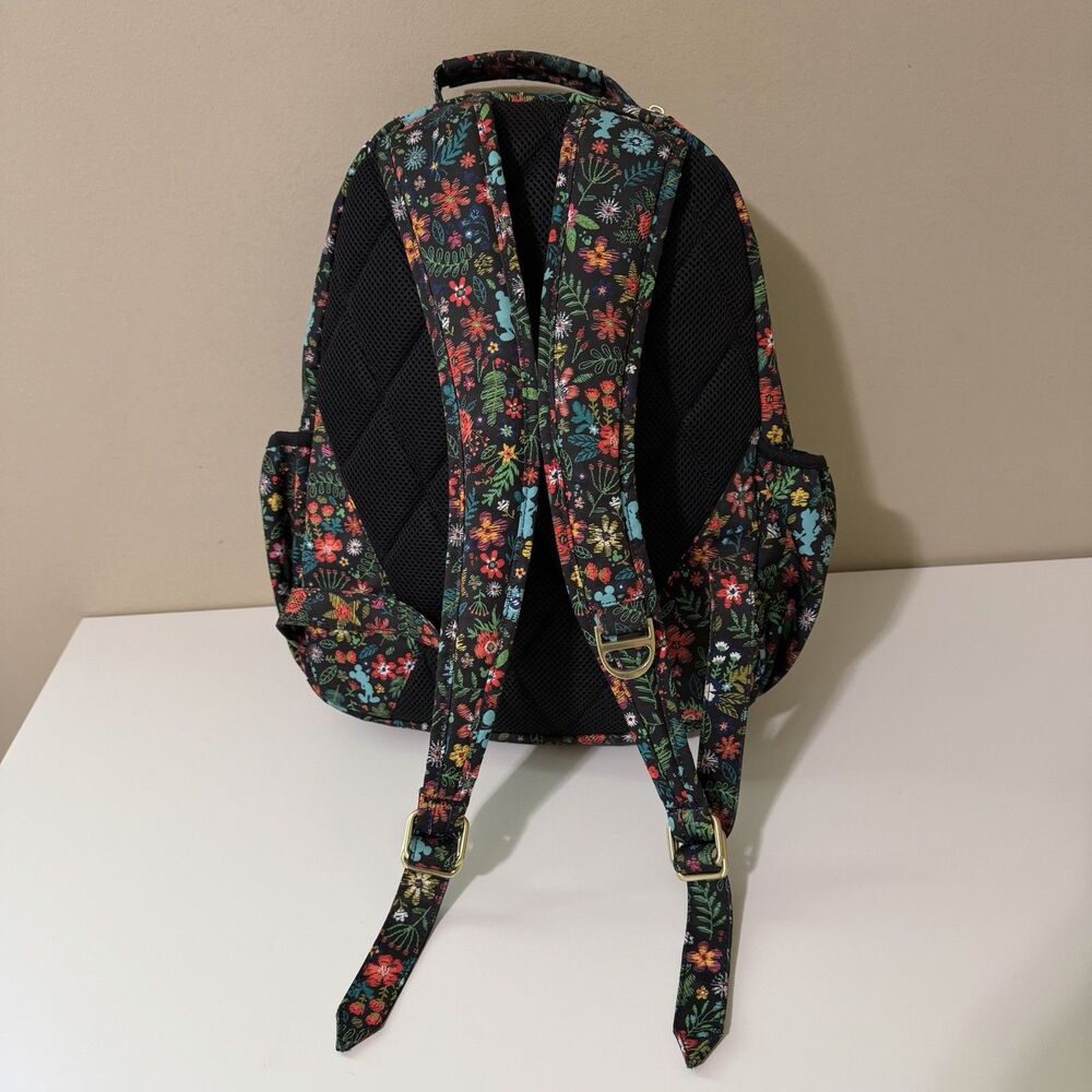 Disney X Jujube Black Floral Mickey Mouse Backpack Missing Pulls -See Photos - Picture 3 of 15